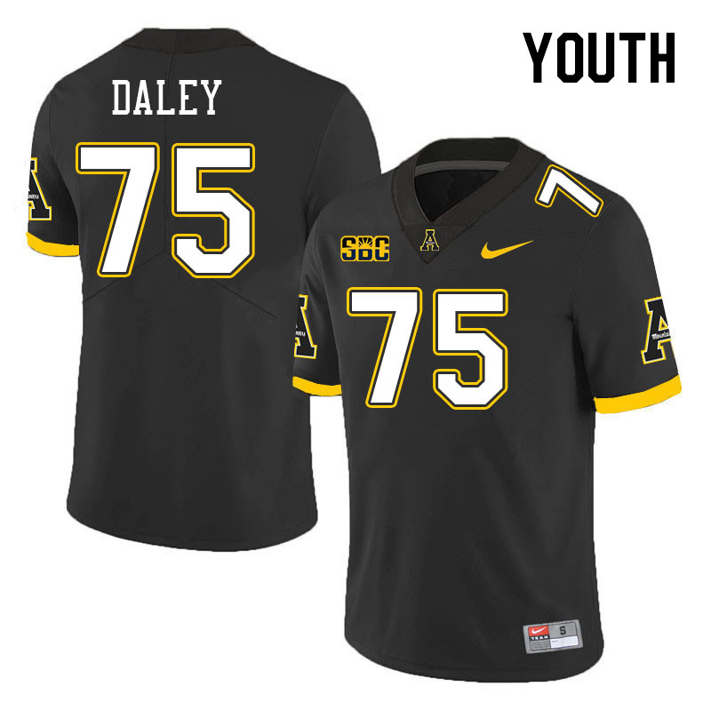 Youth #75 Damion Daley Appalachian State Mountaineers College Football Jerseys Stitched Sale-Black